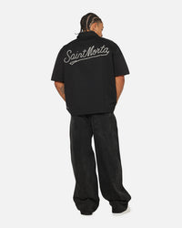 Saint Morta Pearl Script Button Up Shirt Black
