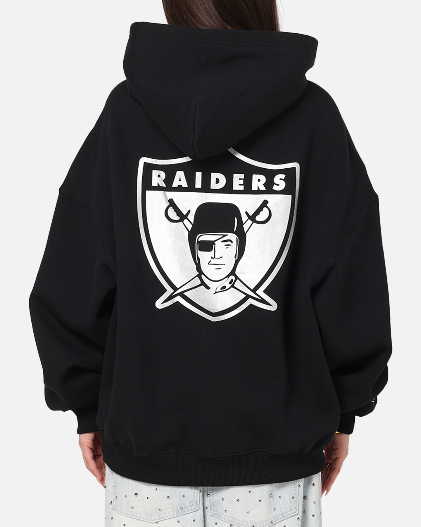 Sweat à Capuche Recovered - Las Vegas Raiders, Coupe Washed Noir, Logo Monochrome, 100% Coton - 6