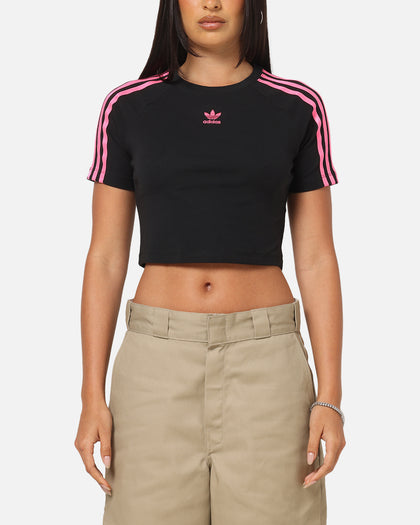 Adidas Women's 3-Stripes Baby T-Shirt Black/Lucid Pink