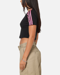 Adidas Women's 3-Stripes Baby T-Shirt Black/Lucid Pink