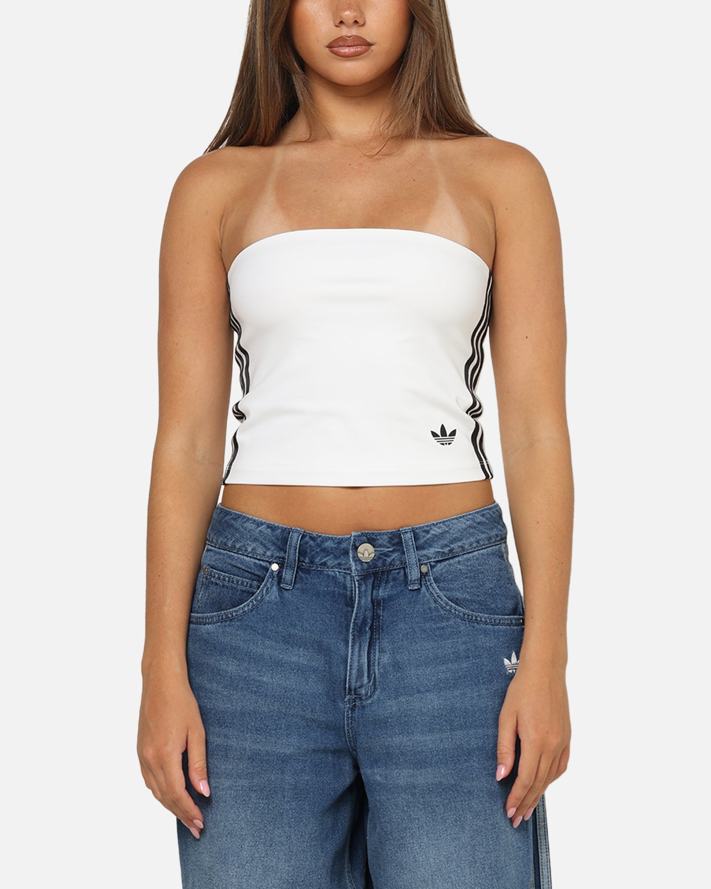 Adidas Women's 3-Stripes Tube Top White/Black | Culture Kings US