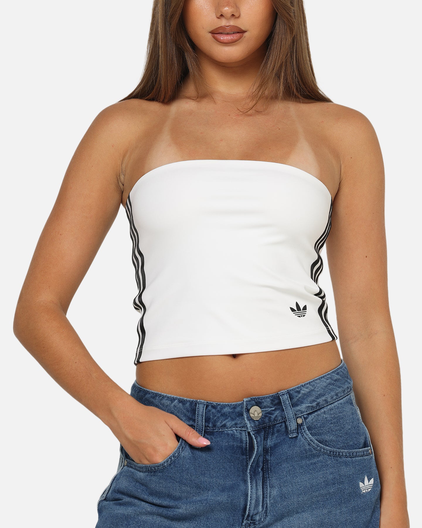 Adidas Women's 3-Stripes Tube Top White/Black | Culture Kings US