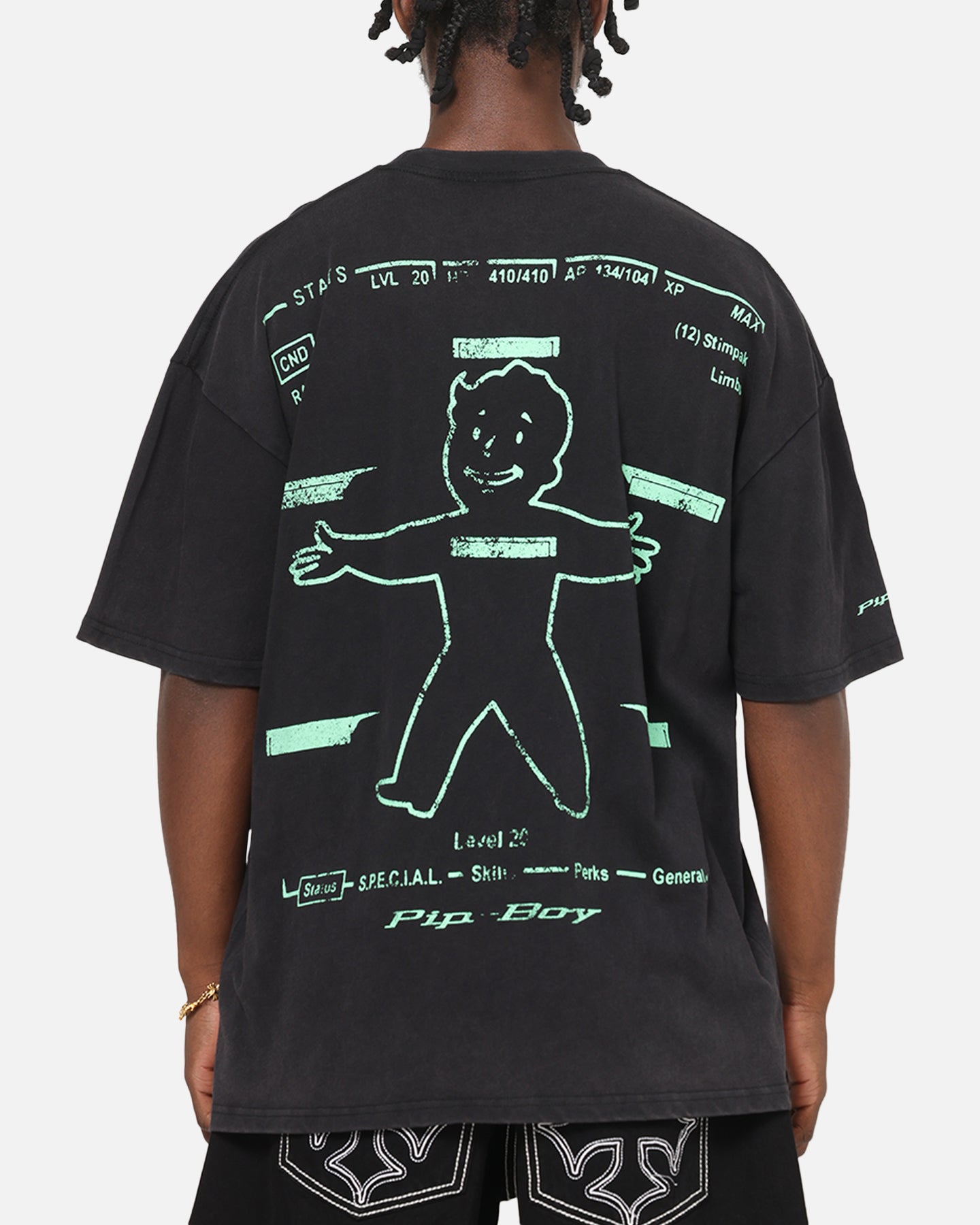 73Studio X Fallout: New Vegas Pipboy T-Shirt Black Acidwash