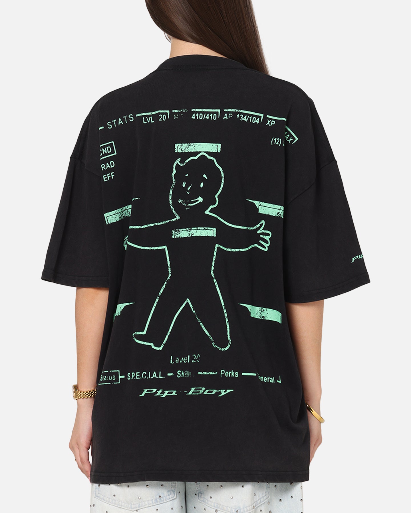 73Studio X Fallout: New Vegas Pipboy T-Shirt Black Acidwash