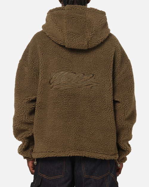 Carre Sherpa Hooded Jumper Khaki