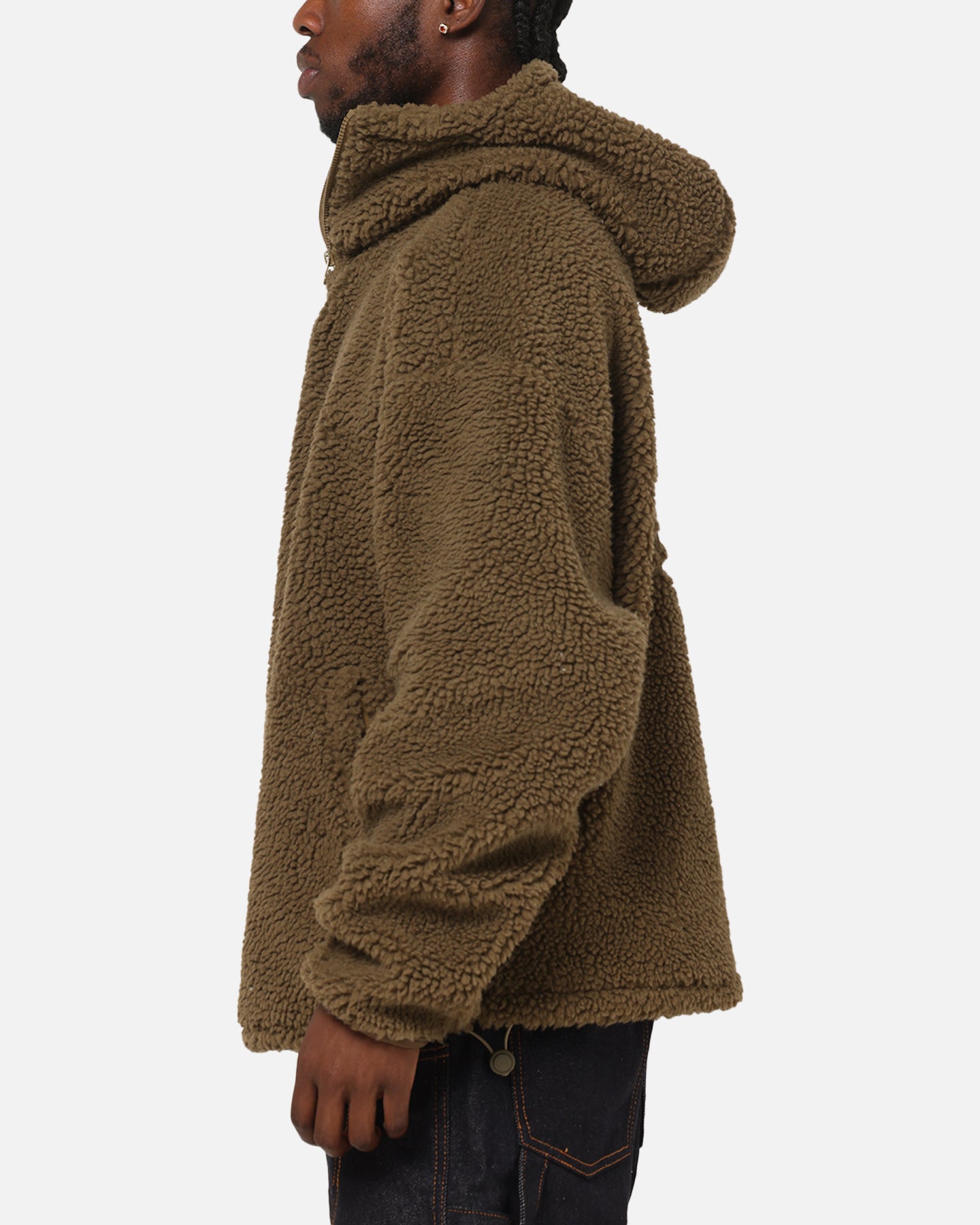 Carre Sherpa Hooded Jumper Khaki | Culture Kings US