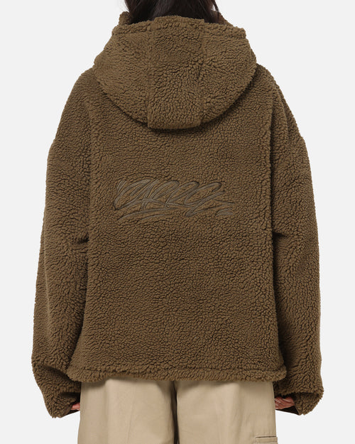 Carre Sherpa Hooded Jumper Khaki