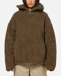 Carre Sherpa Hooded Jumper Khaki