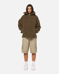 Carre Sherpa Hooded Jumper Khaki