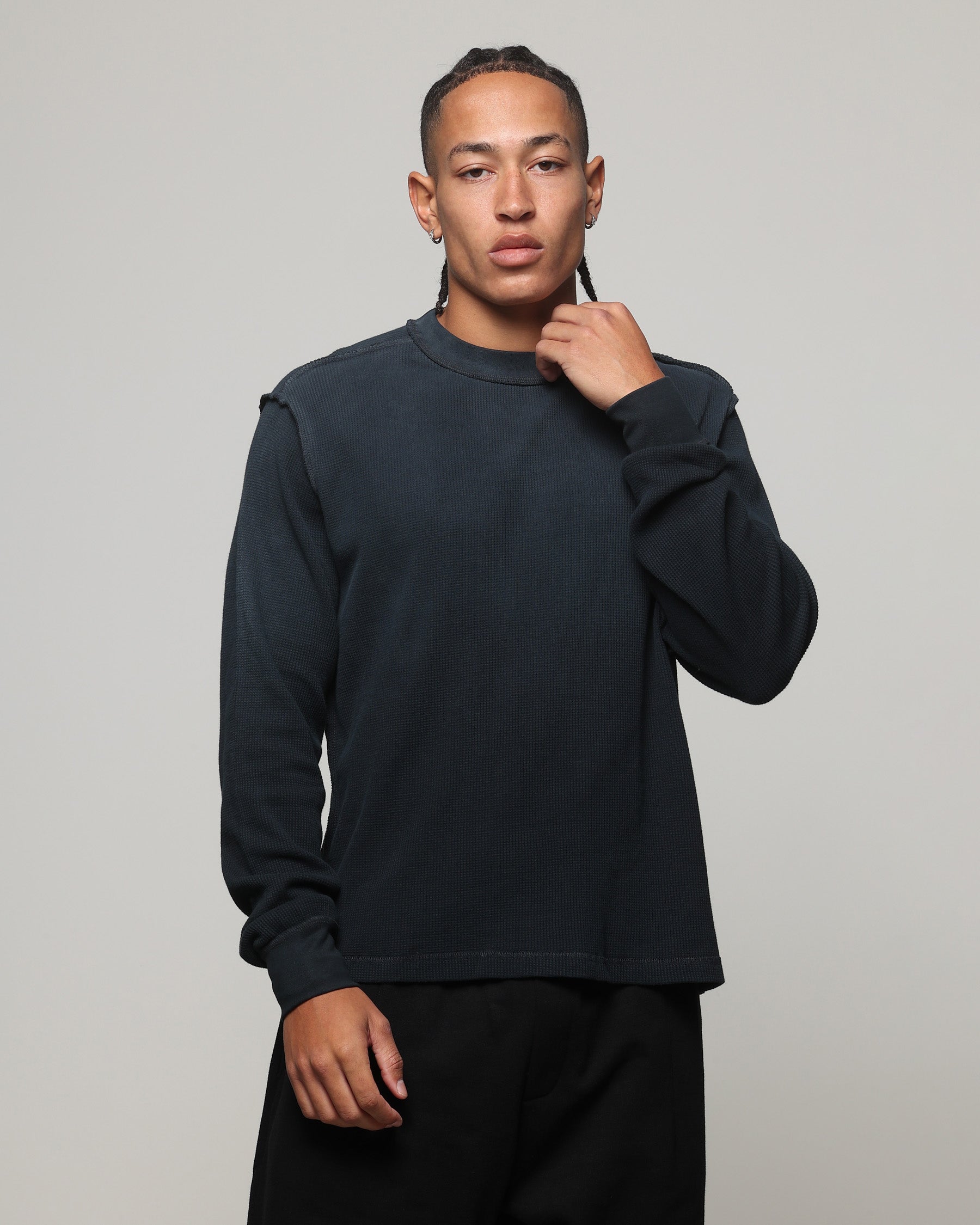 American Thrift Long Sleeve Thermal T-Shirt Washed Black | Culture