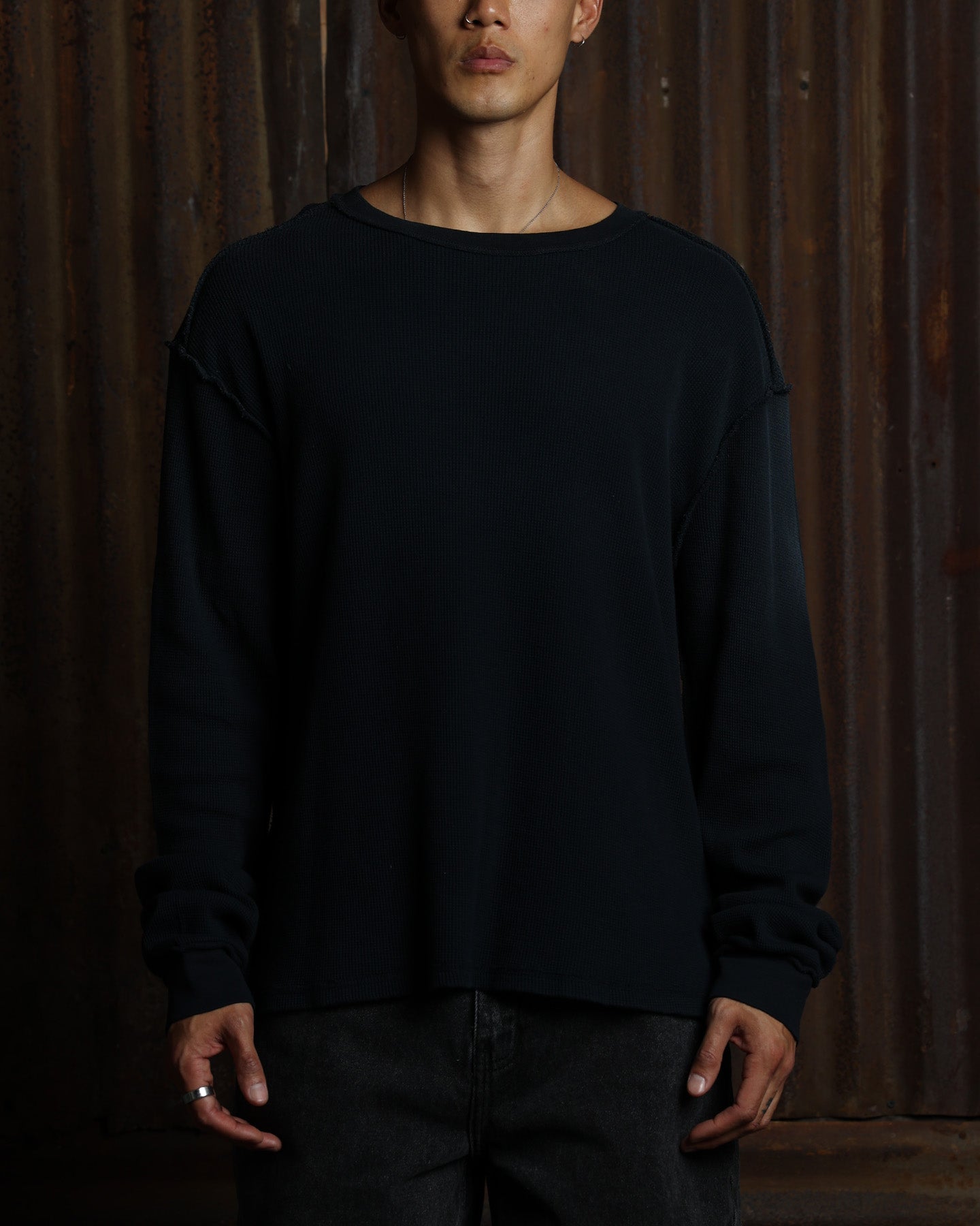 American Thrift Long Sleeve Thermal T-Shirt Washed Black | Culture
