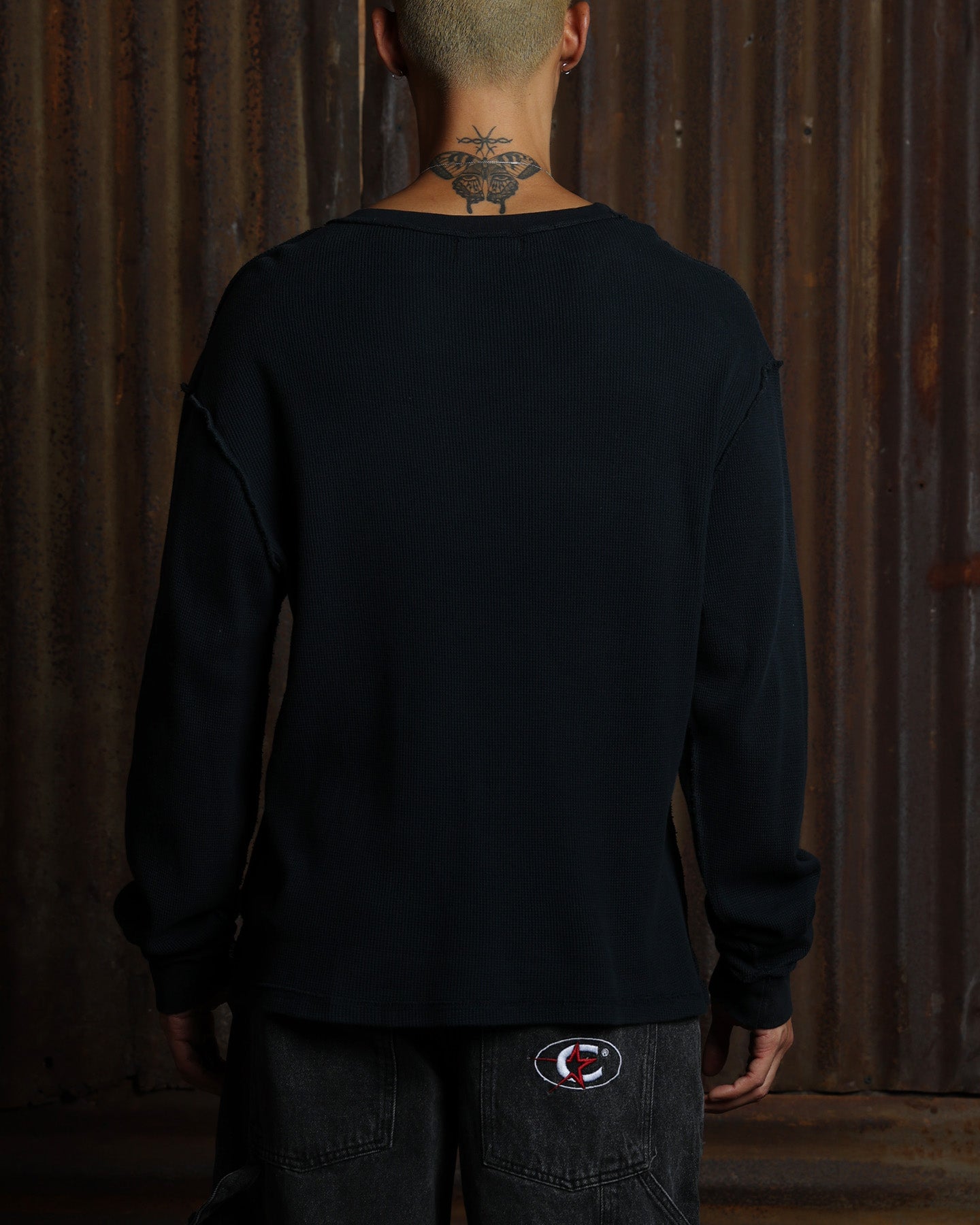 American Thrift Long Sleeve Thermal T-Shirt Washed Black | Culture