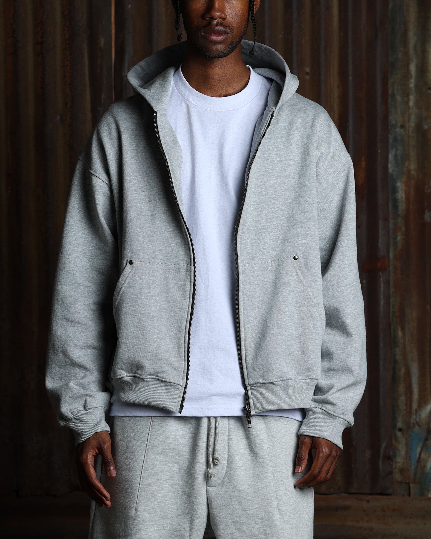American Thrift Zip Hoodie Grey Heather | Culture Kings US