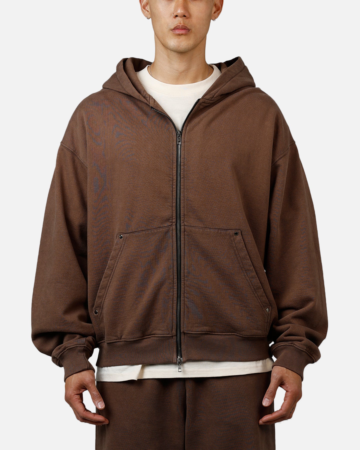 American Thrift Zip Hoodie Washed Brown | Culture Kings US