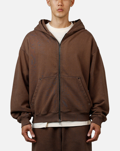 American Thrift Zip Hoodie Washed Brown