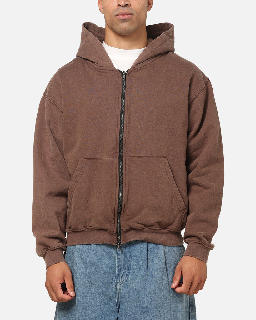 American Thrift Zip Hoodie Washed Brown | Culture Kings US