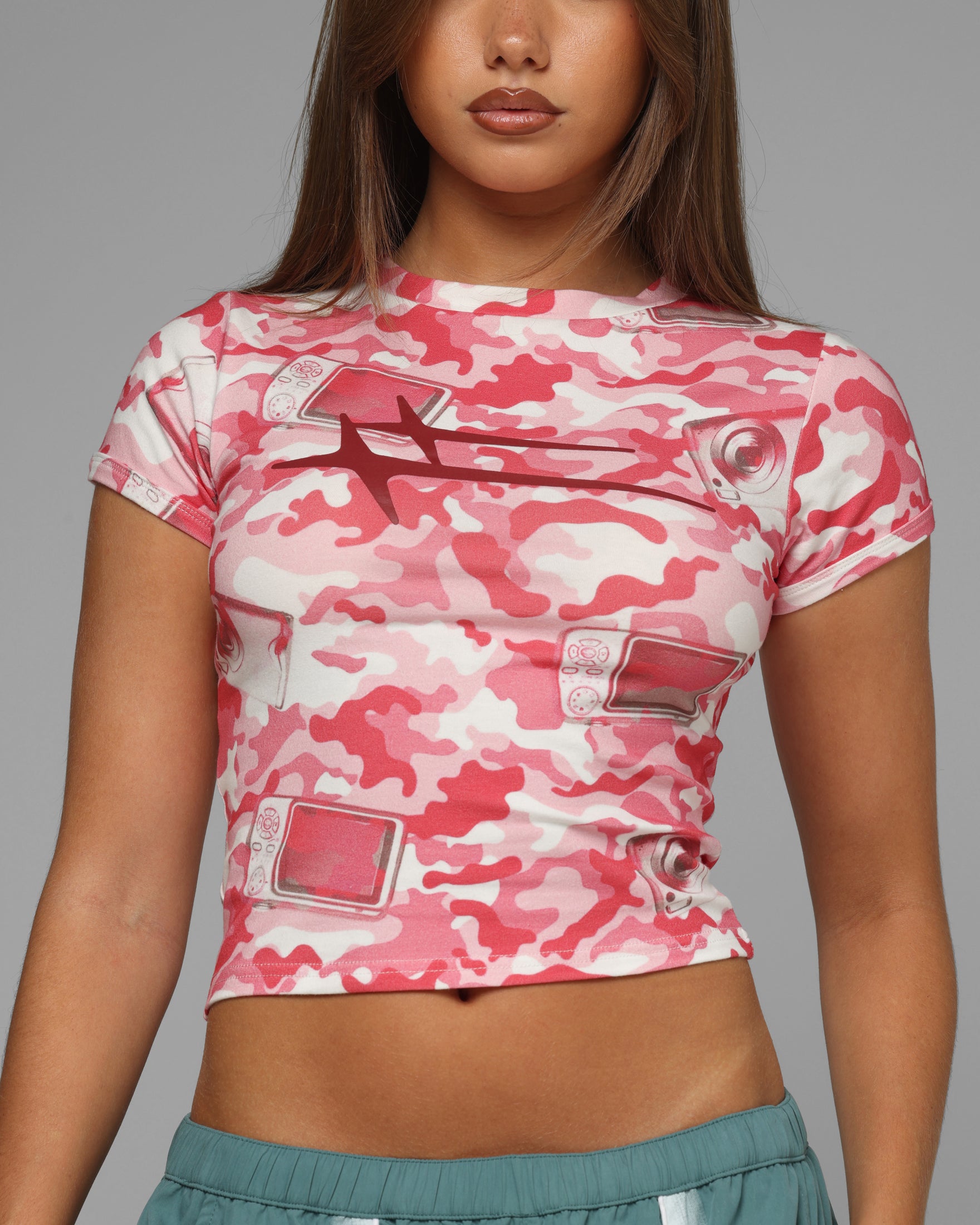 Loiter Women's Hybrid Baby T-Shirt Pink Camo | Culture Kings US