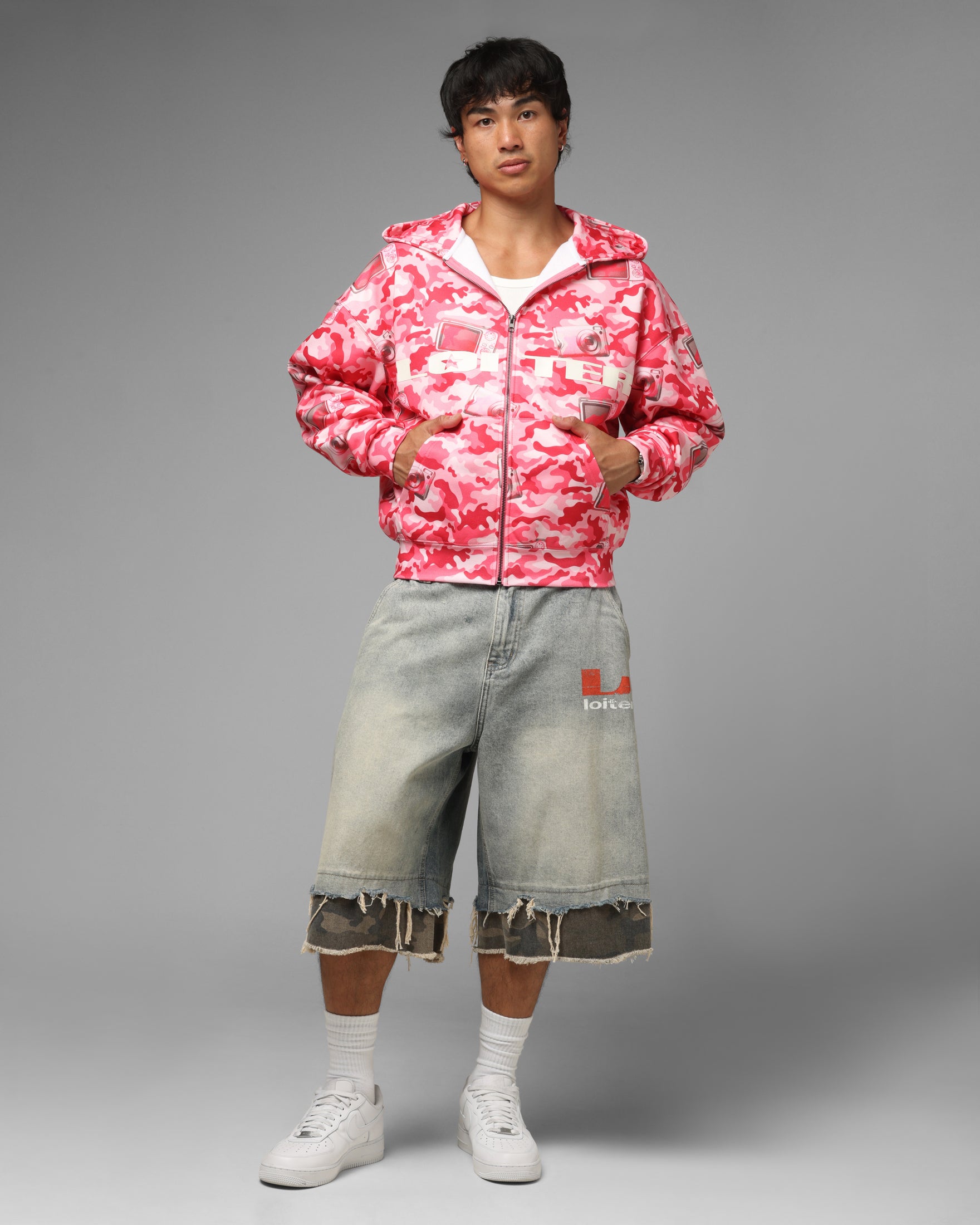 Loiter Digi Camo Zip Hoodie Pink Camo | Culture Kings US