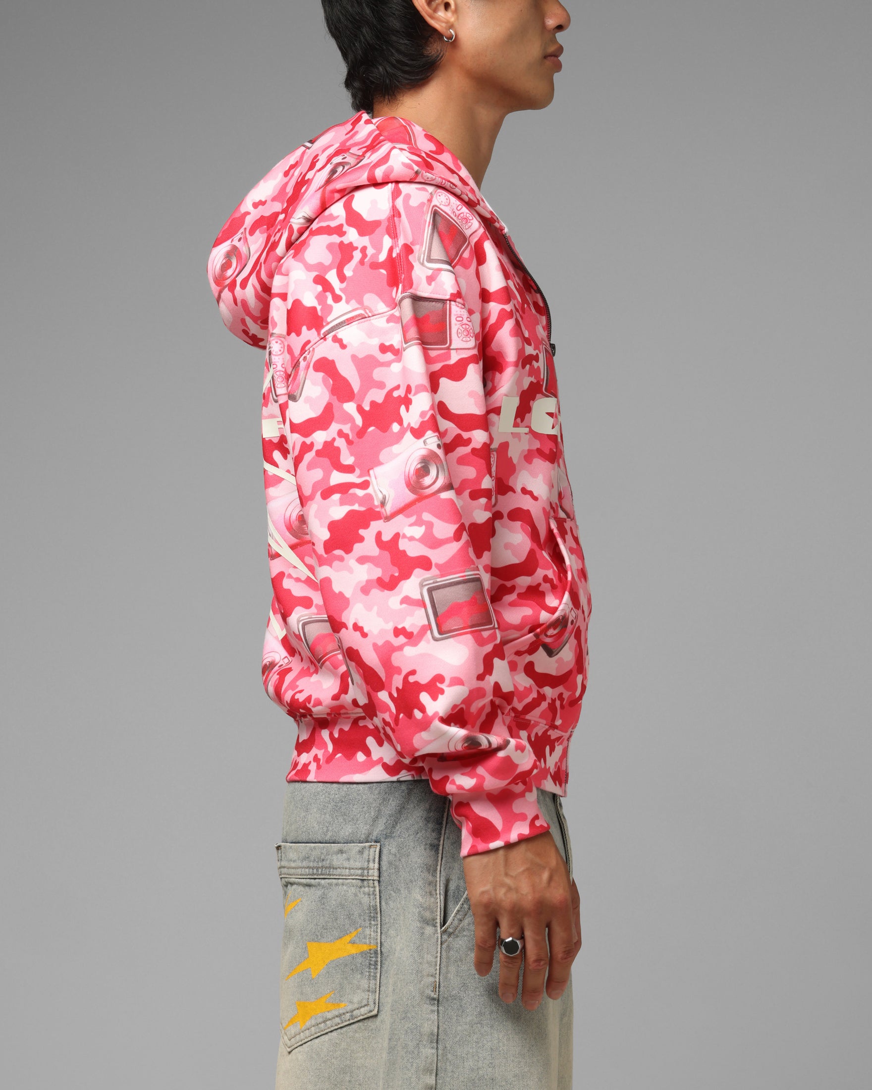 Loiter Digi Camo Zip Hoodie Pink Camo | Culture Kings US