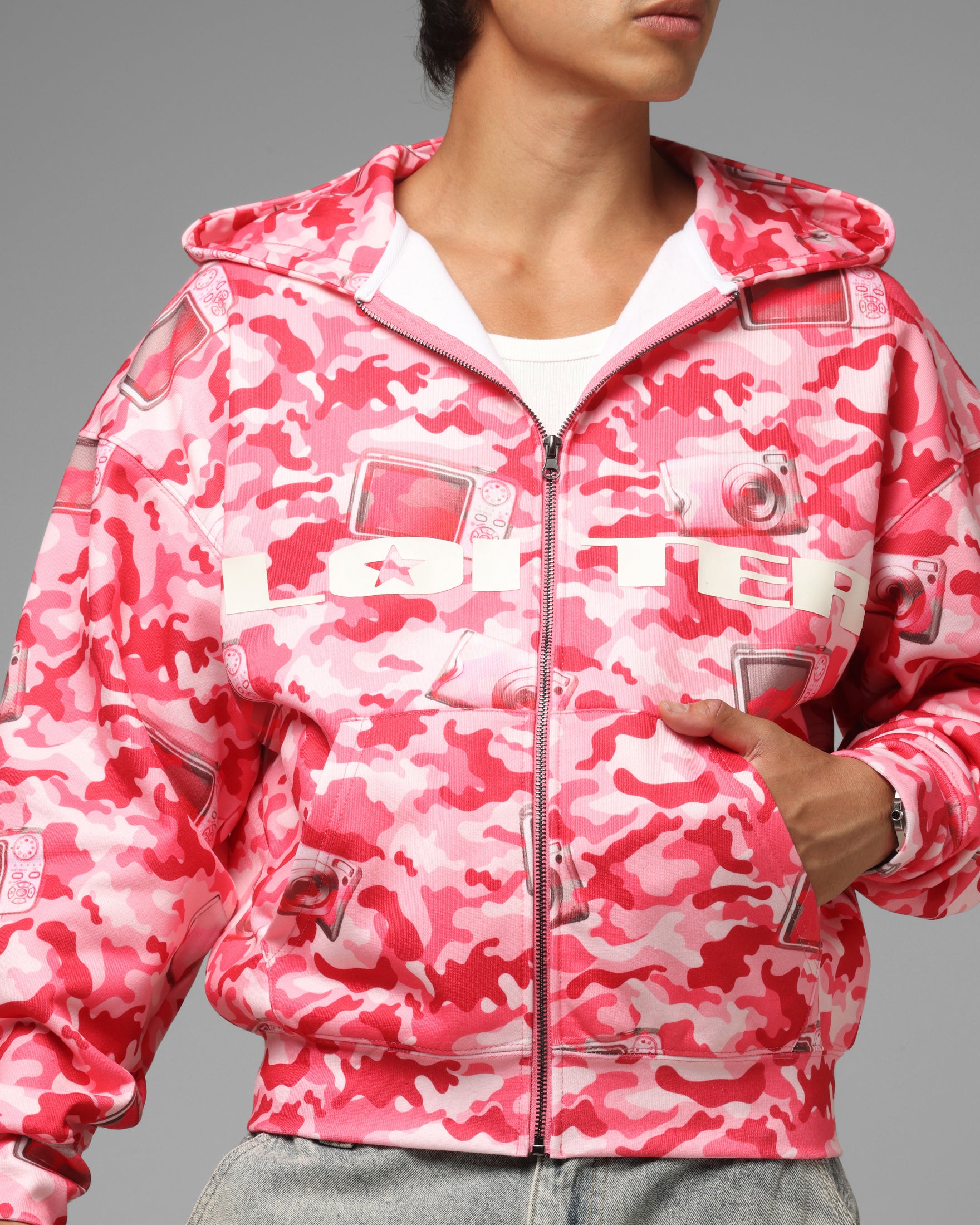Loiter Digi Camo Zip Hoodie Pink Camo | Culture Kings US