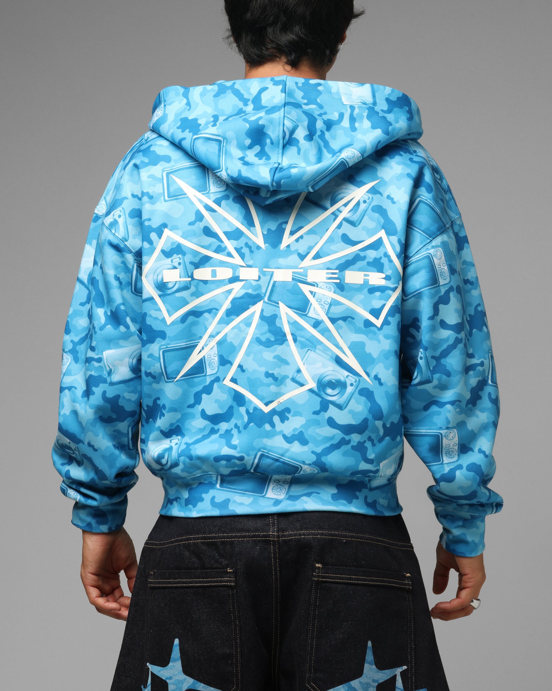 Loiter Digi Camo Zip Hoodie Blue Camo | Culture Kings US