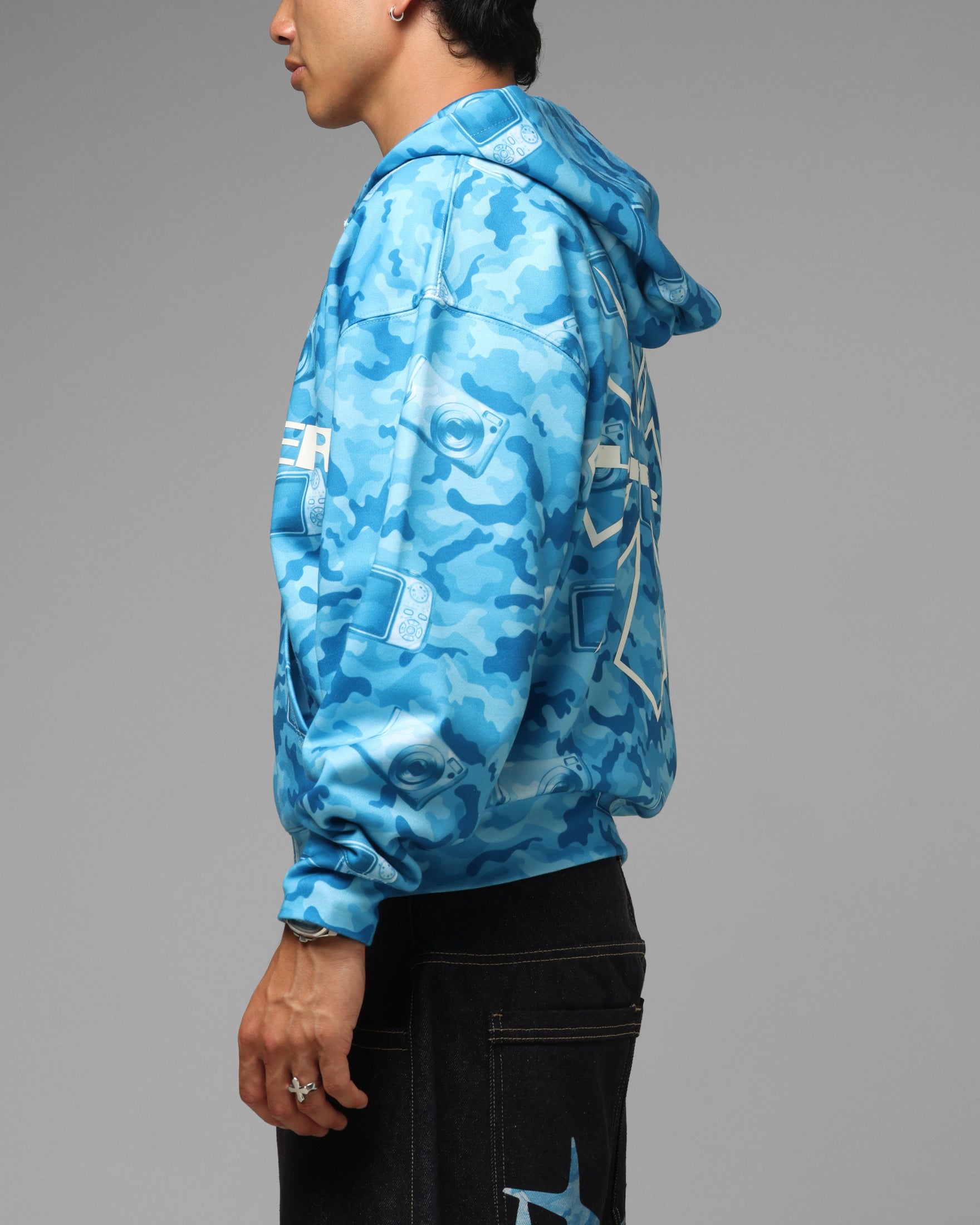 Loiter Digi Camo Zip Hoodie Blue Camo | Culture Kings US