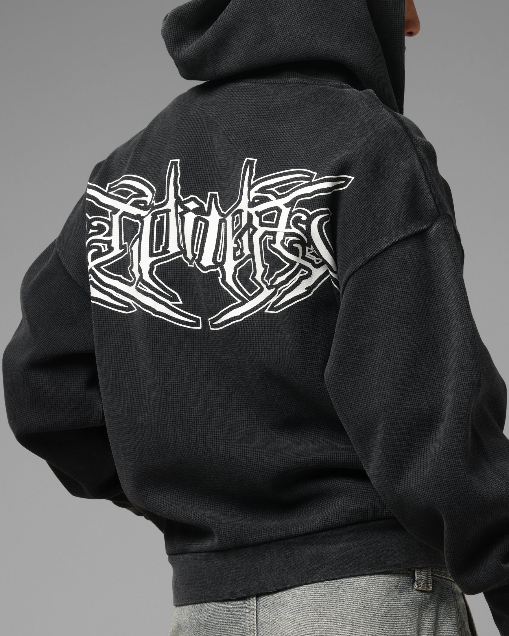 Loiter Waffle Zip Hoodie Black | Culture Kings US