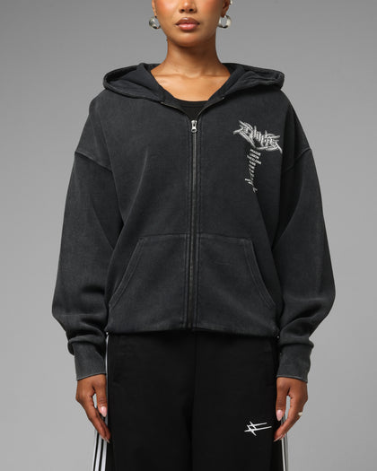 Loiter Waffle Zip Hoodie Black