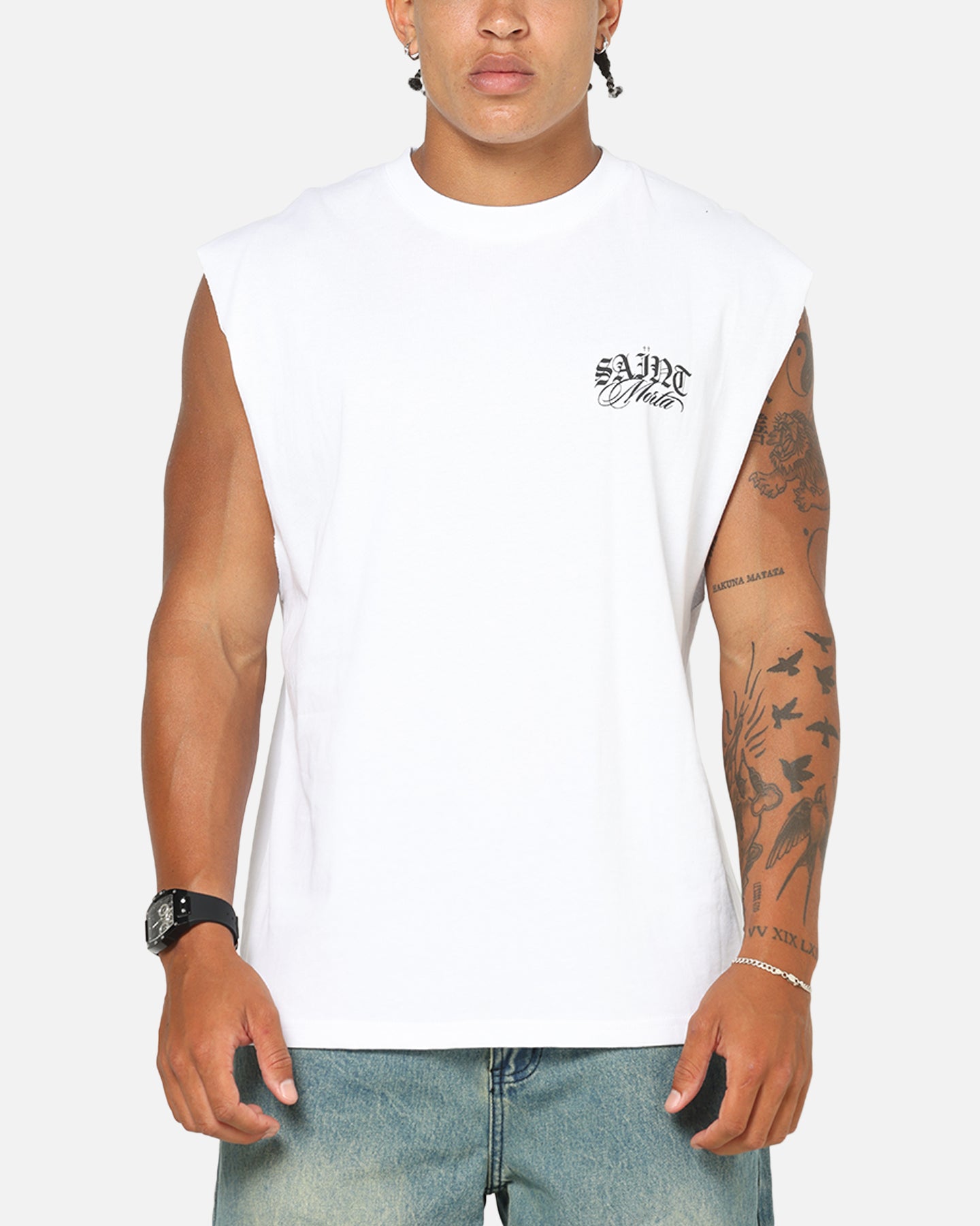 Saint Morta Serenity Oversized Muscle T-Shirt White | Culture Kings US