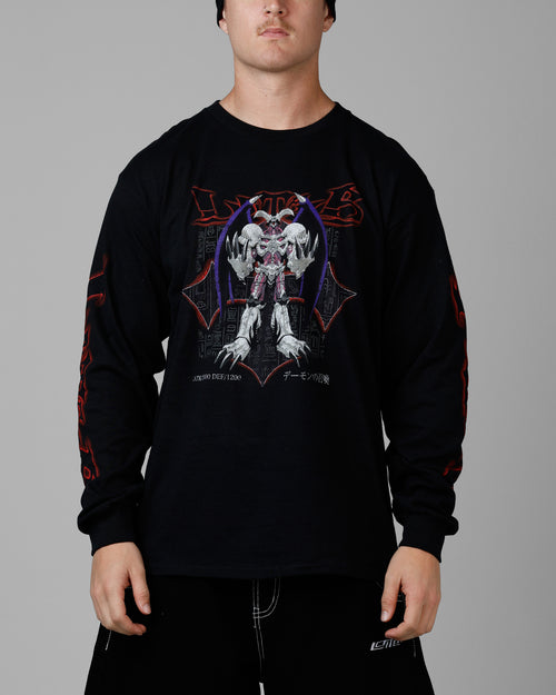 Loiter X Yu-Gi-Oh! Summoned Skull Long Sleeve T-Shirt Black