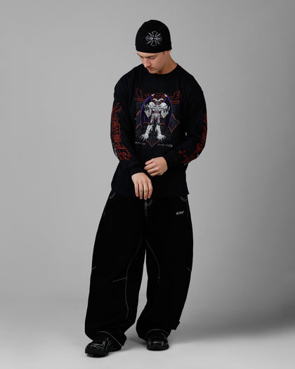 Loiter X Yu-Gi-Oh! Summoned Skull Long Sleeve T-Shirt Black
