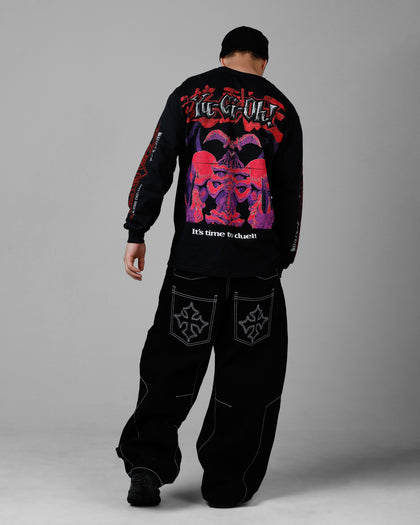 Loiter X Yu-Gi-Oh! Summoned Skull Long Sleeve T-Shirt Black