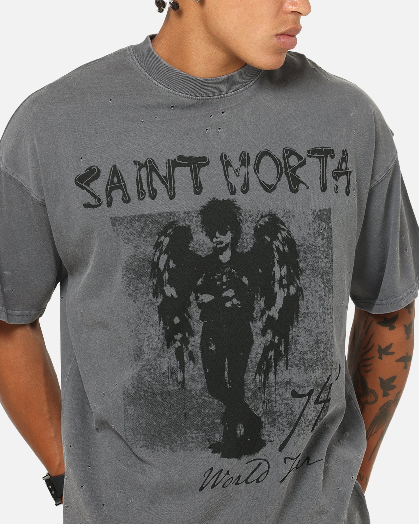Saint Morta Punk Tour T-Shirt Washed Charcoal | Culture Kings US