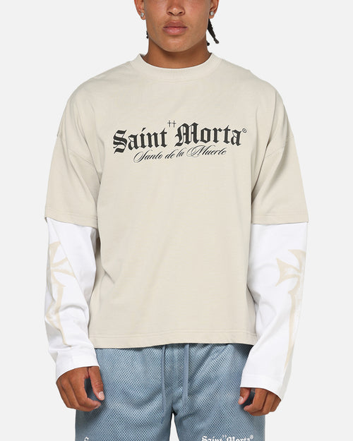 Saint Morta Muerte Layered Long Sleeve T-Shirt Stone/White