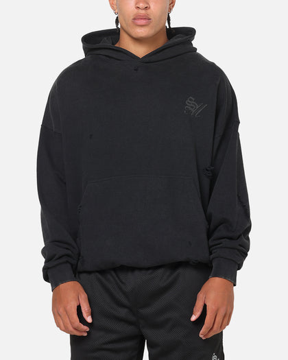Saint Morta Distressed Hoodie Black Wash