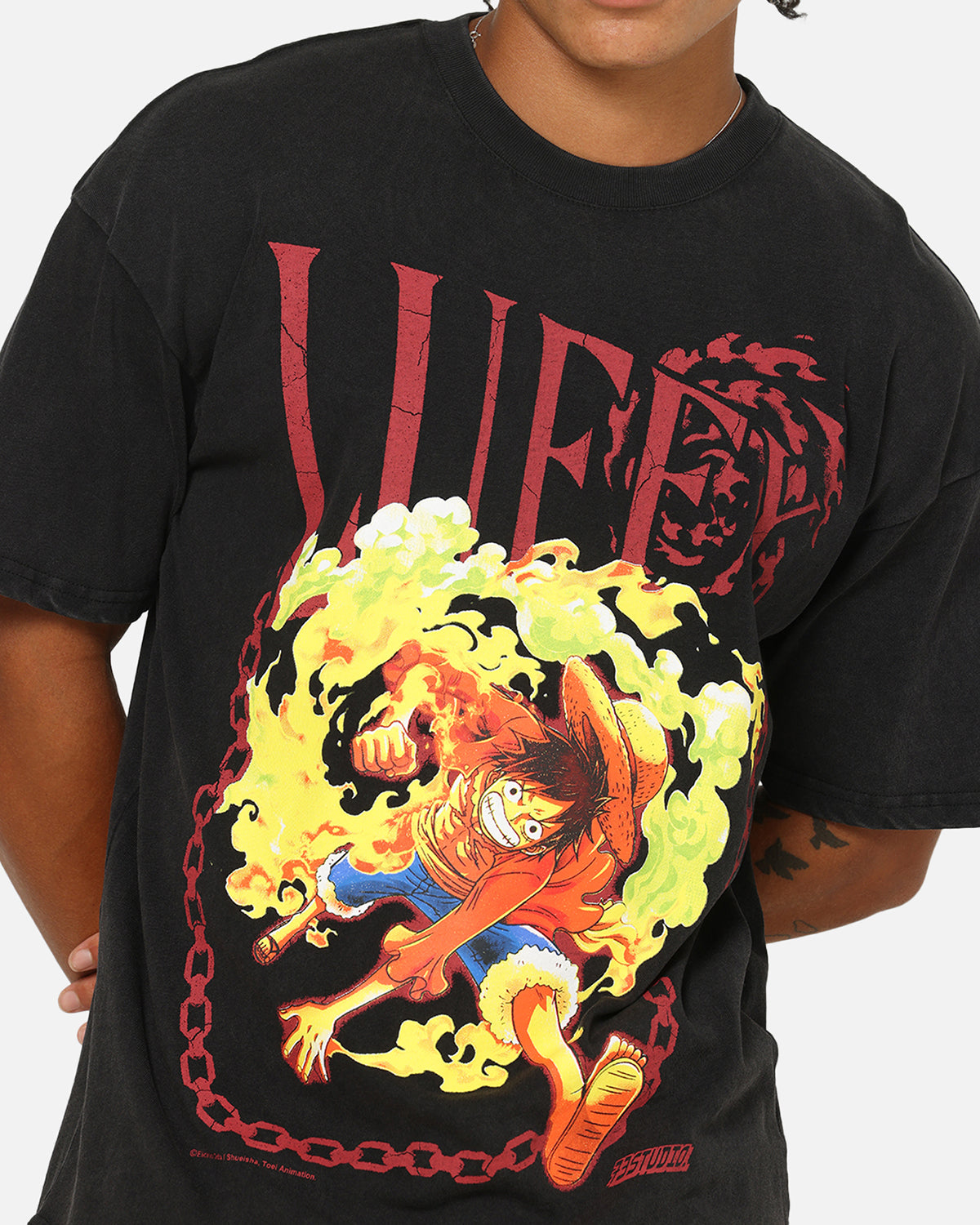 73Studio X One Piece Luffy Vintage T-Shirt Off Black | Culture