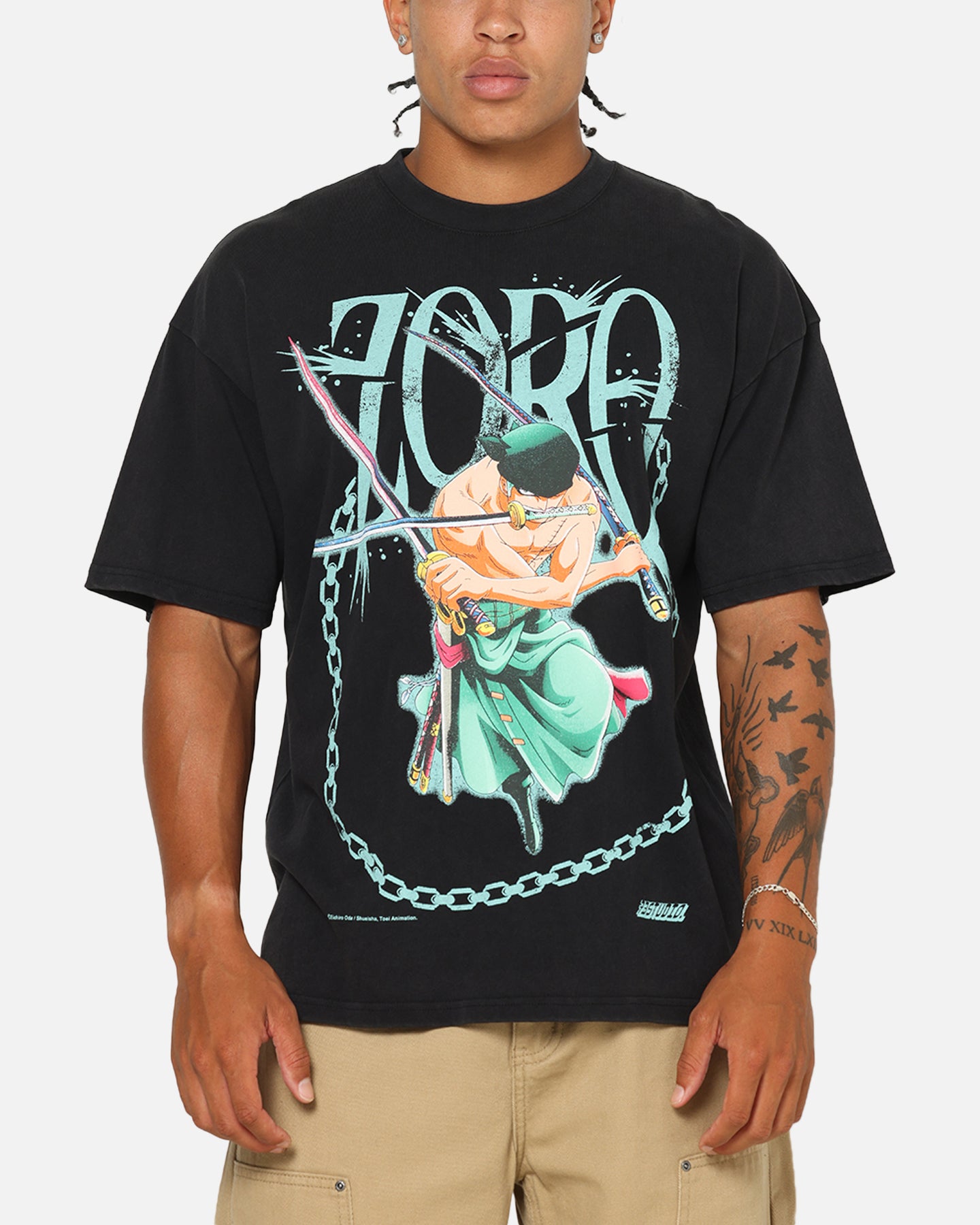 73Studio X One Piece Zoro Vintage T-Shirt Off Black | Culture Kings US