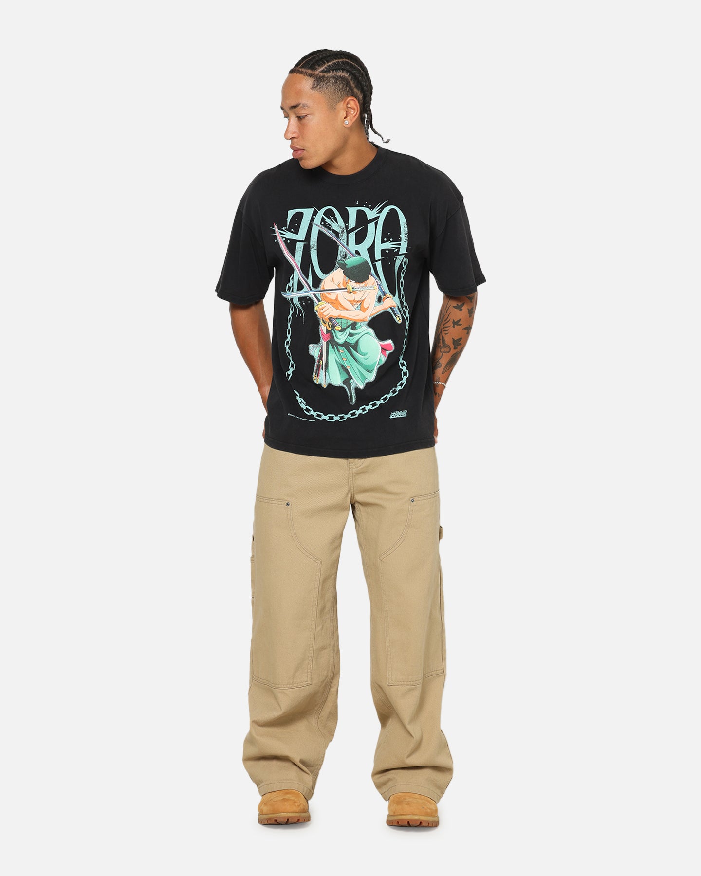 73Studio X One Piece Zoro Vintage T-Shirt Off Black | Culture Kings US