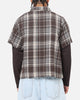 Saint Morta Plaid Layered Long Sleeve Button Up Shirt Brown