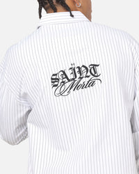 Saint Morta Valhala Pinstripe Long Sleeve Button Up Shirt White/Black