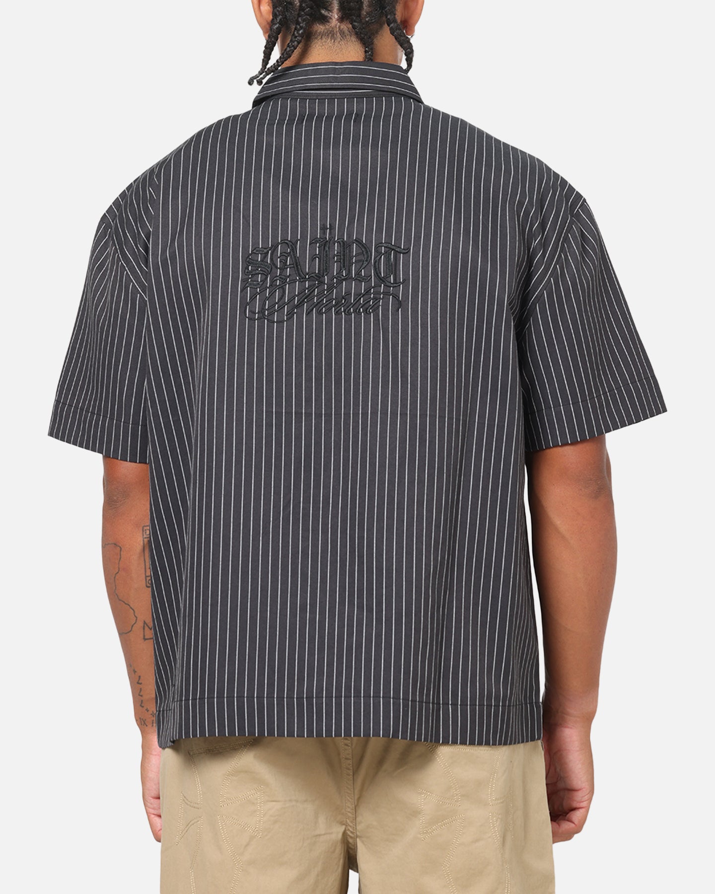 Saint Morta Valhala Pinstripe Button Up Shirt Black/White