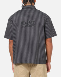 Saint Morta Valhala Pinstripe Button Up Shirt Black/White