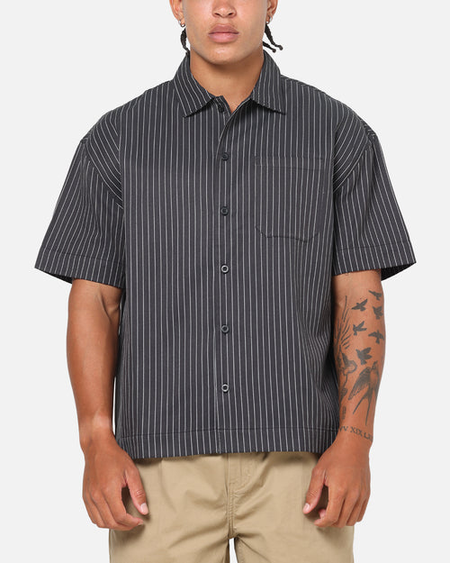 Saint Morta Valhala Pinstripe Button Up Shirt Black/White