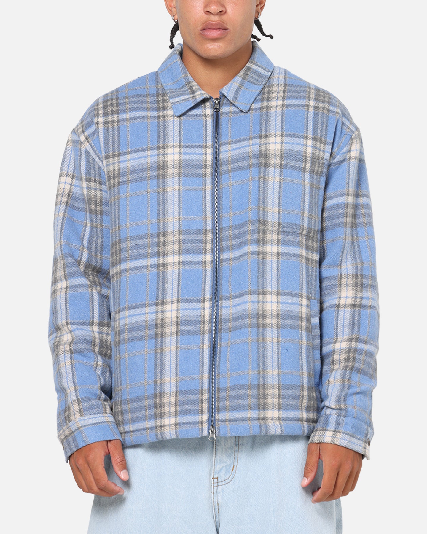 Saint Morta Plaid Zip Jacket Blue | Culture Kings US