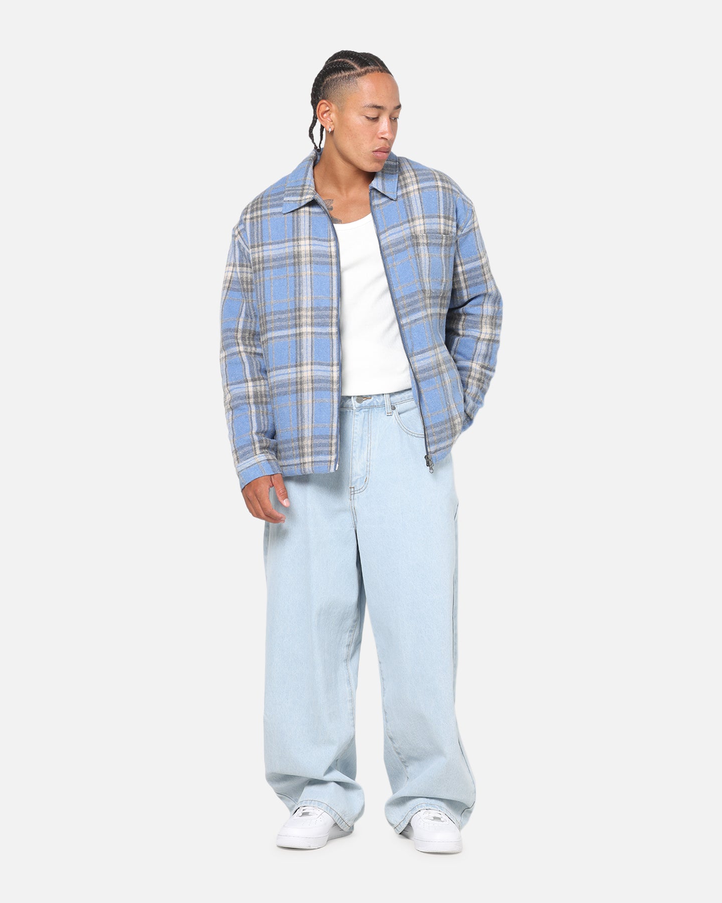 Saint Morta Plaid Zip Jacket Blue | Culture Kings US