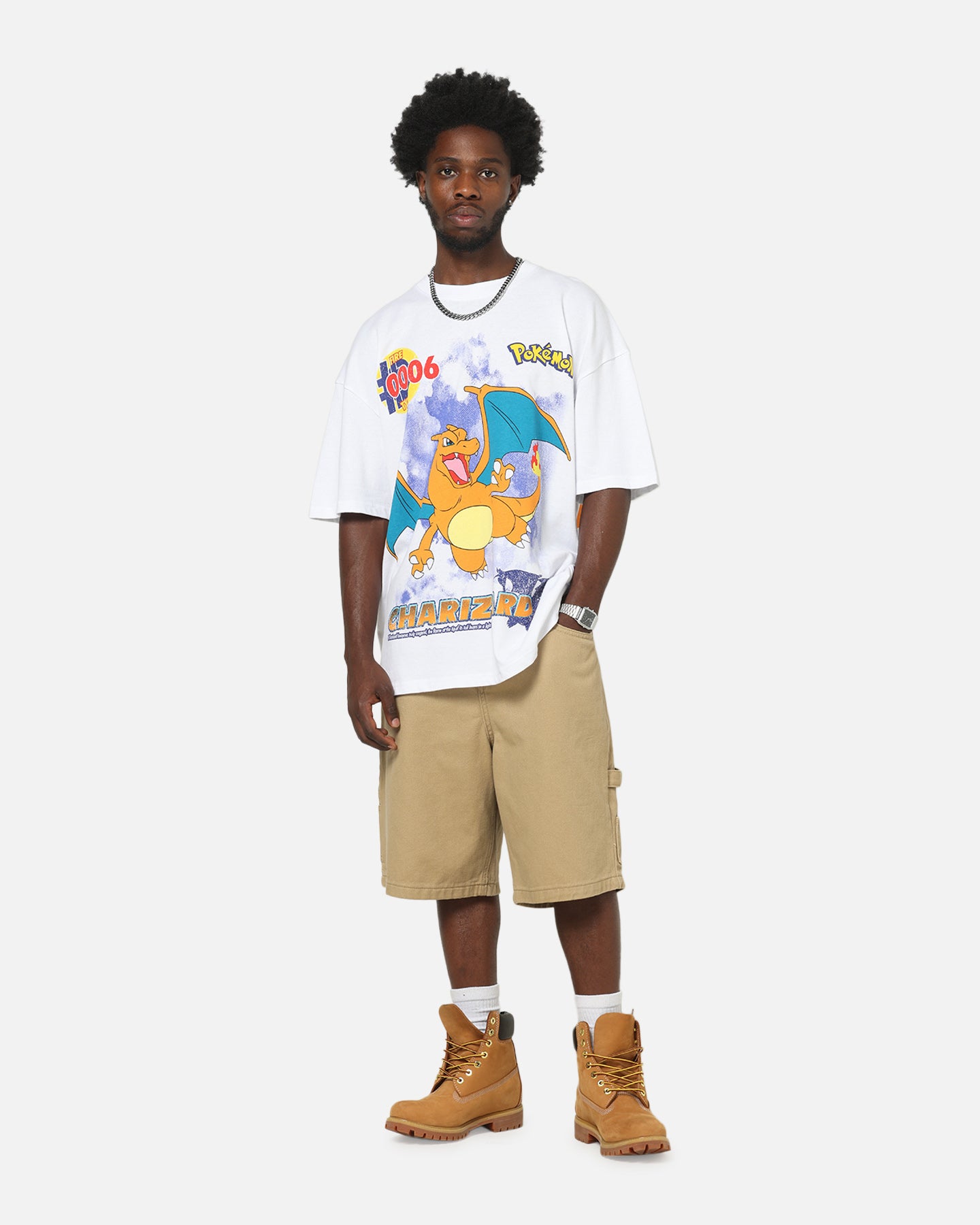 Hamcube Pokemon CWトレーナー The Pokémon Collection By 73Studio Charizard T-Shirt White