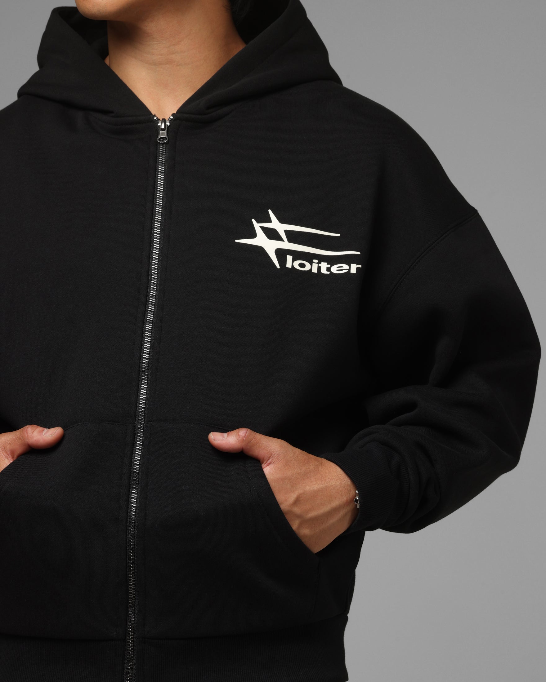 Loiter Ultra Hybrid Zip Hoodie Black/Camo | Culture Kings US