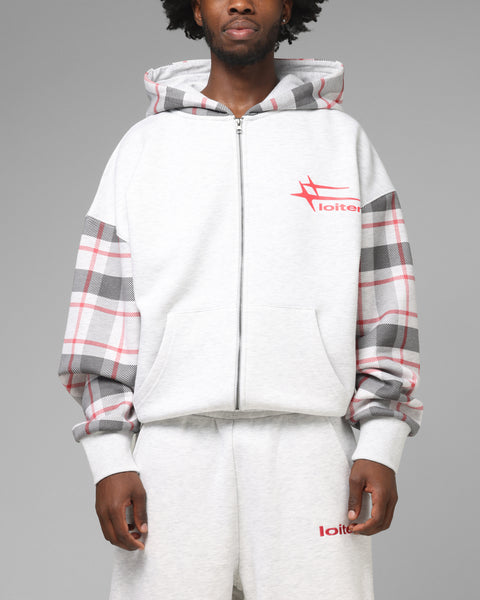Loiter Ultra Hybrid Zip Hoodie Off White/Red | Culture Kings US