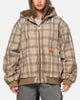 Carre Sherpa Lined Zip Hoodie Brown Plaid