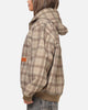 Carre Sherpa Lined Zip Hoodie Brown Plaid